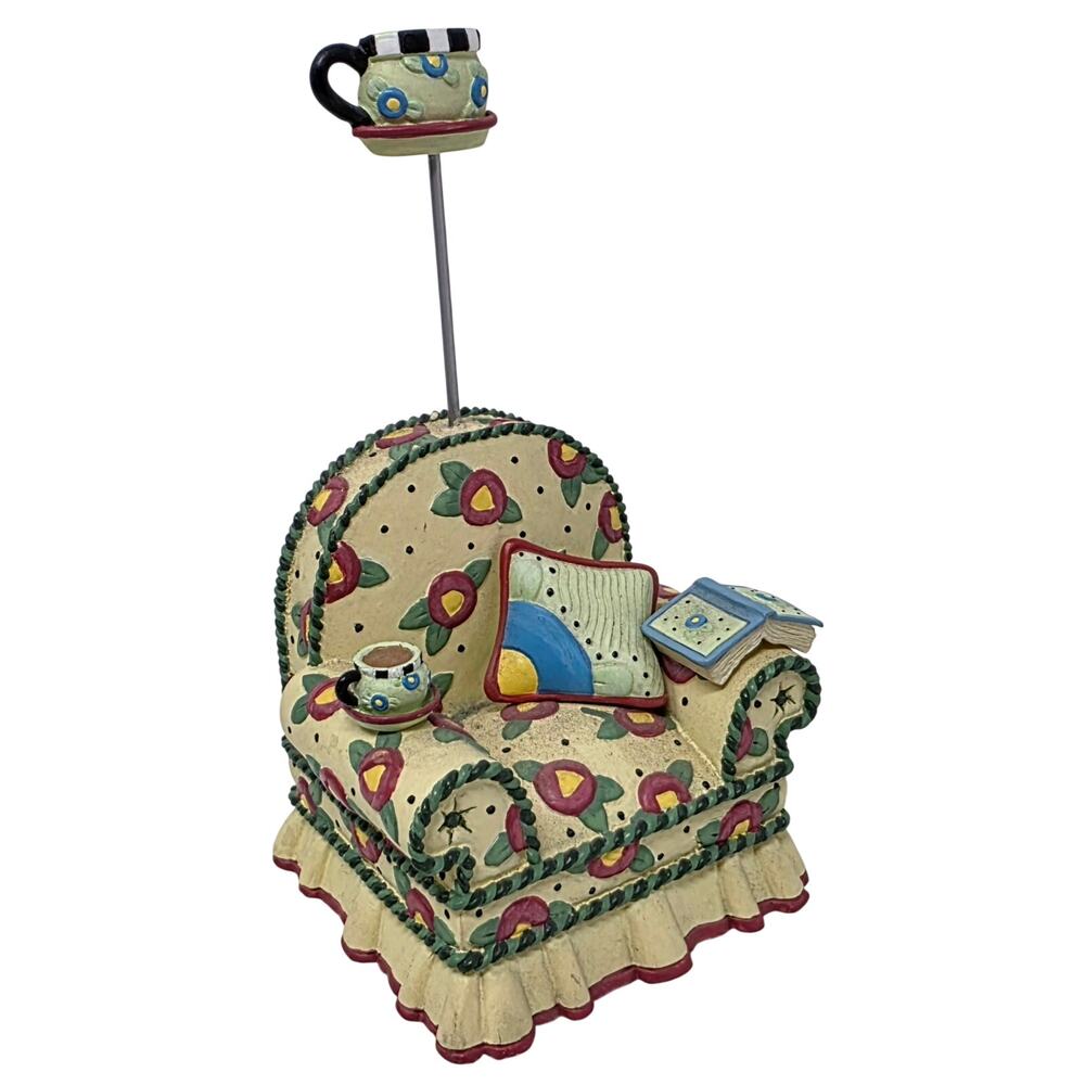 Mary Engelbreit Tea Cup Reading Chair Photo Holder Memo Clip Michel & Co 2001